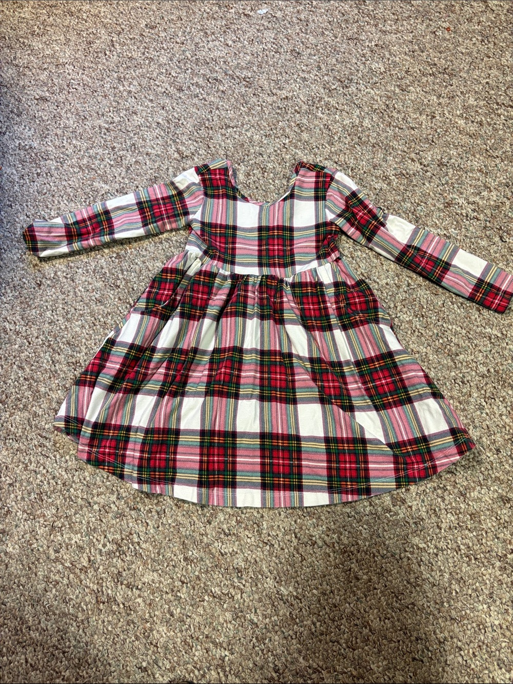 Hanna Andersson Red, White & Green Plaid Long-Sleeve Girls Dress